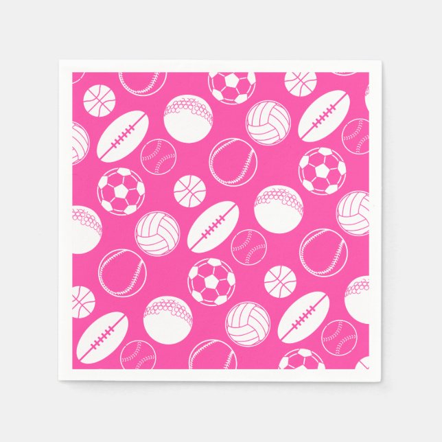 Soccer girls ball sport pink napkin (Front)