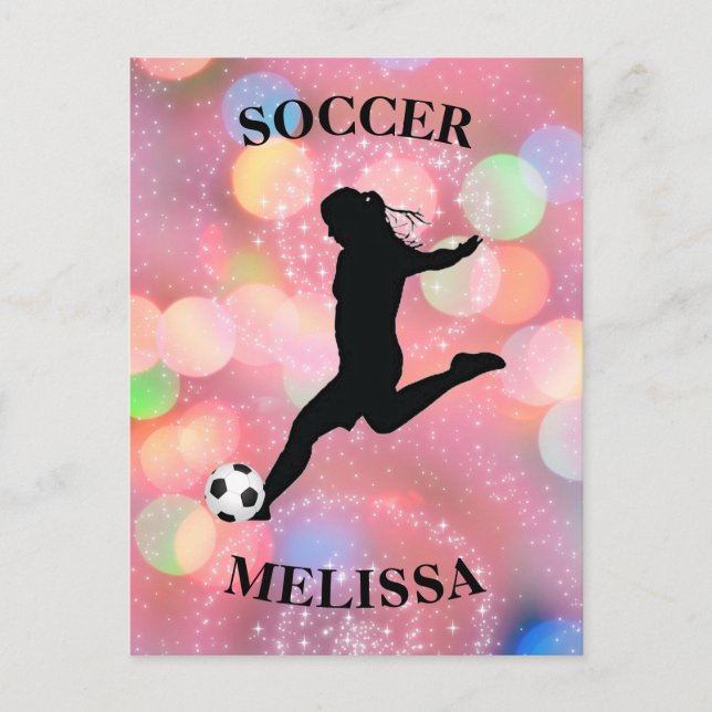 Soccer Girls Colourful Sparkle  Postcard (Front)
