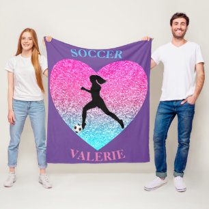 Soccer Girls Fleece Blanket w/ Personalised Name