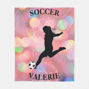 Soccer Girls Fleece Blanket w/ Personalised Name