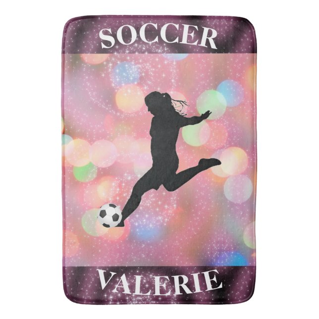 Soccer Girls Plum Sparkle Colour Blast    Bath Mat (Front Vertical)