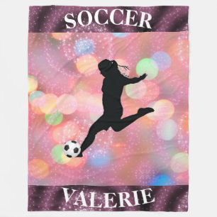 Soccer Girls Plum Sparkle Colour Blast Fleece Blanket