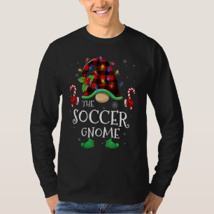 Soccer Gnome Buffalo Plaid Matching Family Christm T-Shirt