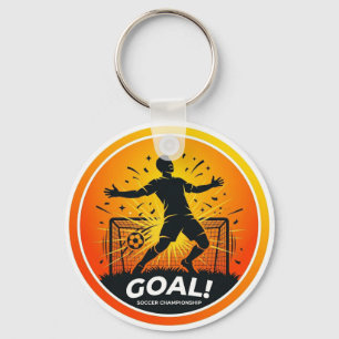 Soccer Goal Celebration Stadium Scene Key Ring