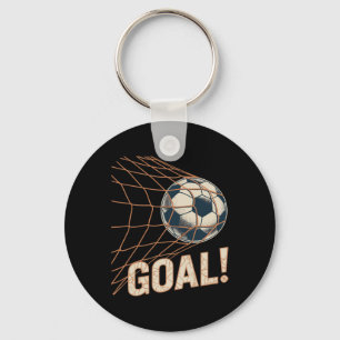 Soccer Goal Celebration Vintage Soccer Byll In Net Key Ring