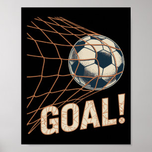 Soccer Goal Celebration Vintage Soccer Ll In Net _ Poster