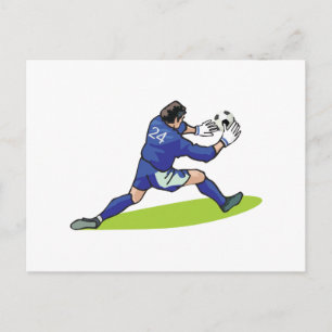 soccer goalie block graphic postcard