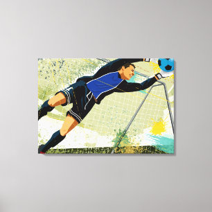Soccer goalie blocking ball canvas print