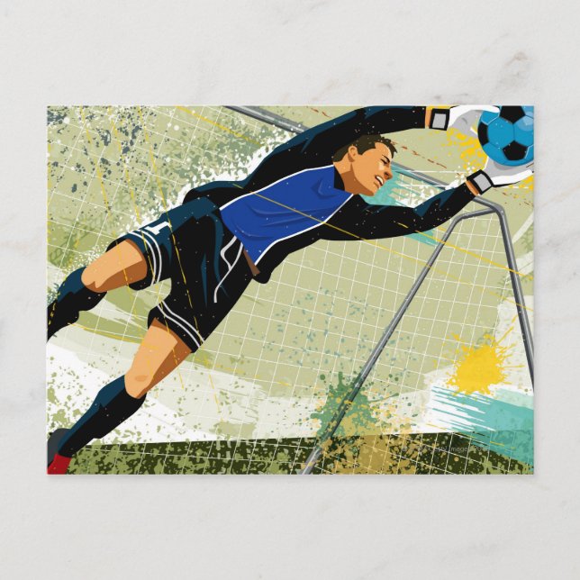 Soccer goalie blocking ball postcard (Front)