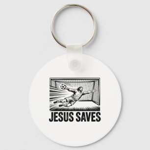 Soccer Goalie Goalkeeper Jesus Saves Christian Soc Key Ring