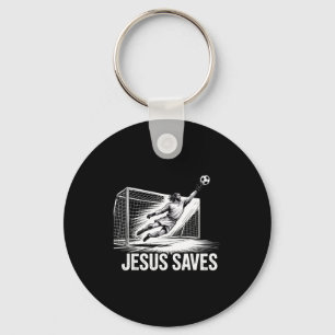 Soccer Goalie Goalkeeper Jesus Saves Christian Soc Key Ring