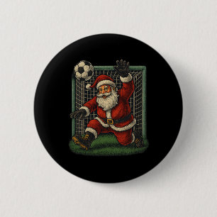Soccer Goalie Santa Claus Christmas Sports Boys Yo 6 Cm Round Badge
