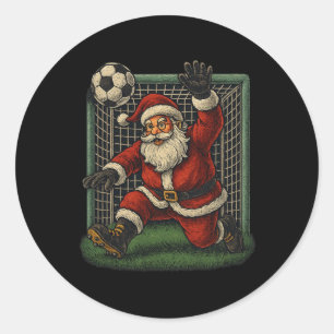 Soccer Goalie Santa Claus Christmas Sports Boys Yo Classic Round Sticker