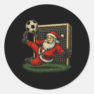 Soccer Goalie Santa Claus Christmas Sports Boys Yo Classic Round Sticker