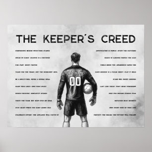 Soccer Goalkeeper Creed Monogram Grey Poster