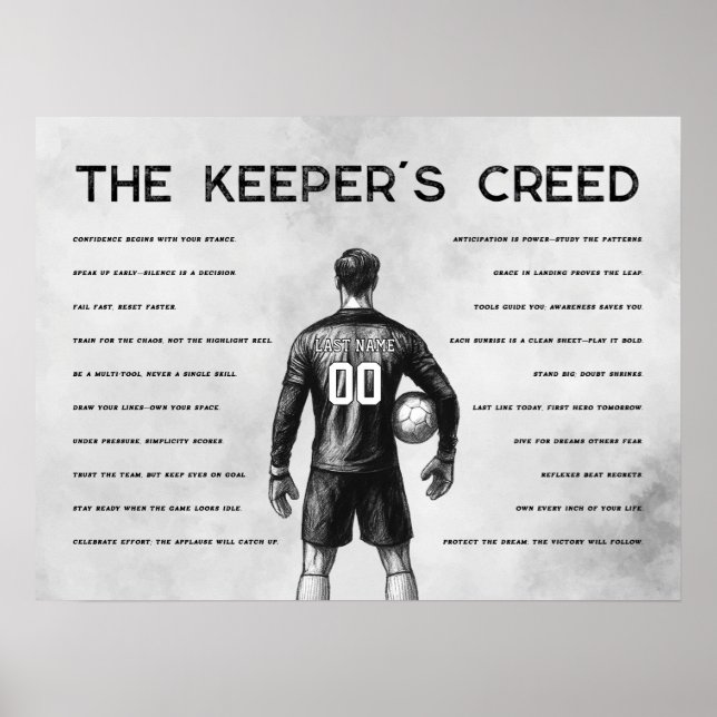 Soccer Goalkeeper Personalised Keeper's Creed Poster (Front)