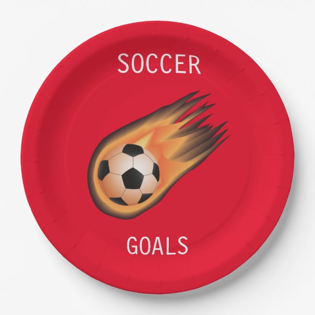 SOCCER "GOALS" paper plates. Paper Plate (Front)