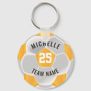 Soccer  - Golden Yellow and White Key Ring