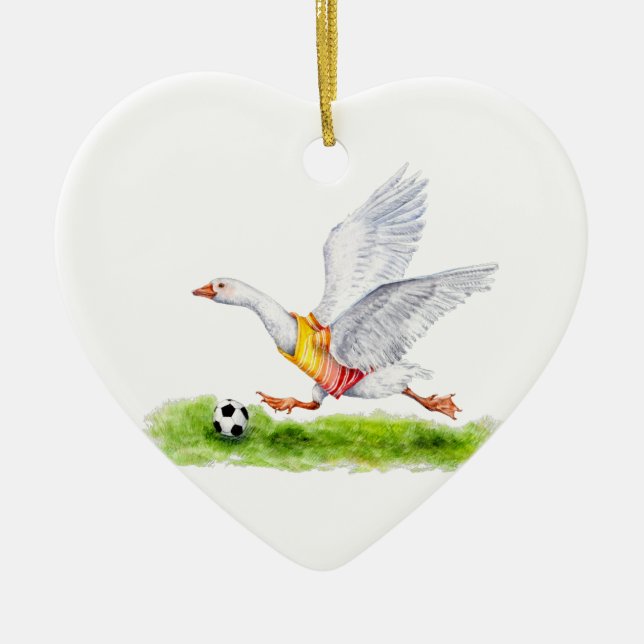 Soccer Goose Ceramic Tree Decoration (Front)