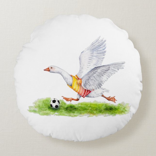 Soccer Goose Round Cushion (Front)