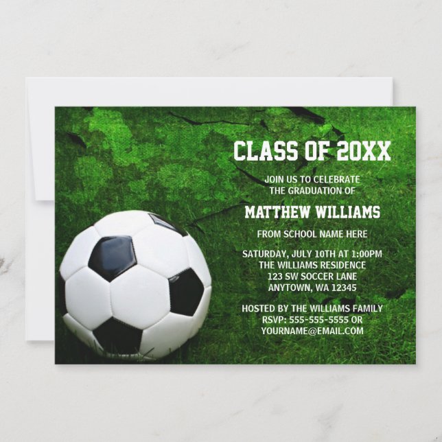 Soccer Graduation Party Announcement Invitations (Front)