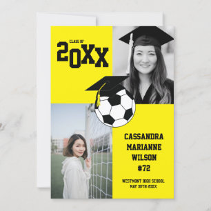 Soccer Graduation Sports Yellow Announcement