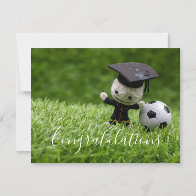 Soccer  Graduation with Congratulations with ball  Card (Front)