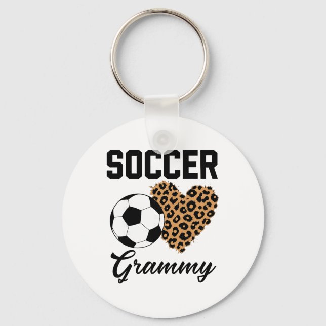 Soccer Grammy Leopard Heart Grammy  Key Ring (Front)