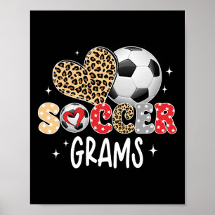 Soccer Grams Cute Leopard Heart Soccer Player Love Poster