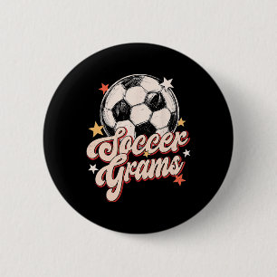 Soccer Grams Groovy Retro Soccer Player Lover  6 Cm Round Badge