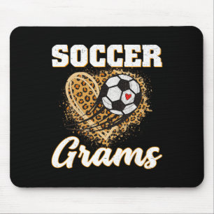 Soccer Grams Leopard Heart Love Soccer Player Mouse Pad