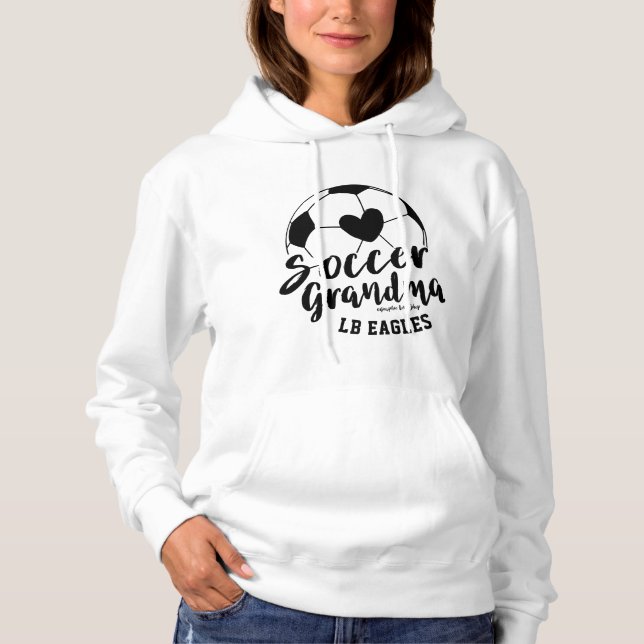Soccer Grandma Heart Ball Personalised Name Number Hoodie (Front)