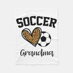 Soccer Grandma Leopard Heart Funny Mothers Day  Fleece Blanket