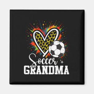 Soccer Grandma Leopard Heart  Magnet