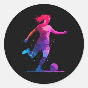 Soccer Graphic And Soccer, For Girls Women Soccer  Classic Round Sticker