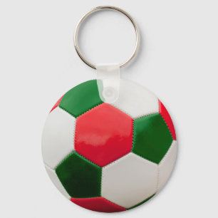 Soccer Green and Red, Christmas Theme, Key Ring