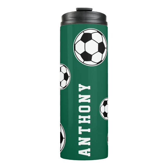 Soccer Green Personalized Kids Back to School Thermal Tumbler (Front)
