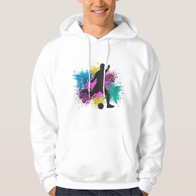 Soccer Grungy Colour Splashes Hoodie (Front)