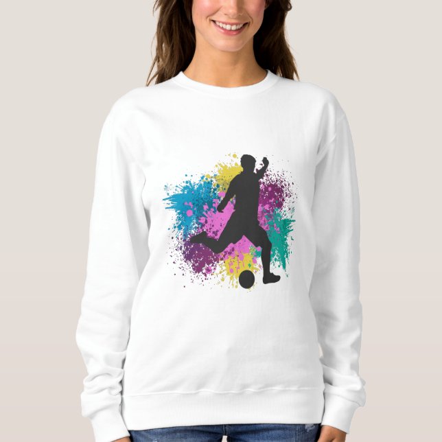 Soccer Grungy Colour Splashes Sweatshirt (Front)