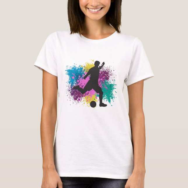 Soccer Grungy Colour Splashes T-Shirt (Front)