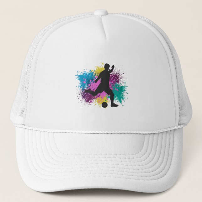 Soccer Grungy Colour Splashes Trucker Hat (Front)