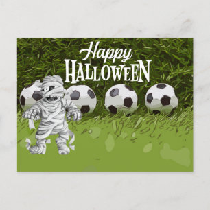 Soccer halloween for player holiday postcard