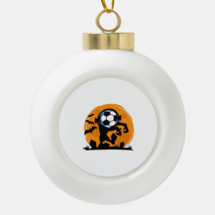 Soccer Halloween Night Ceramic Ball Christmas Ornament