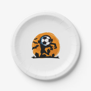 Soccer Halloween Night Paper Plate