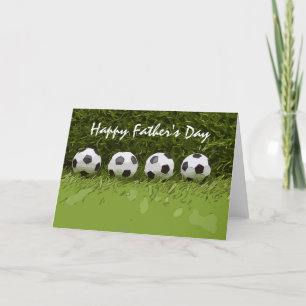 Soccer Happy Father' s day with ball on grass Dad Holiday Card