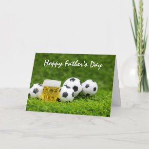 Soccer Happy Father' s day with ball on grass Dad Holiday Card