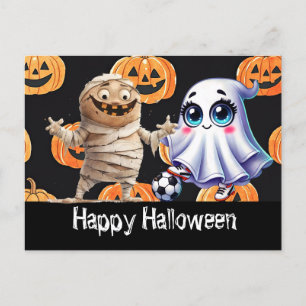 Soccer Happy Halloween with balls  Postcard