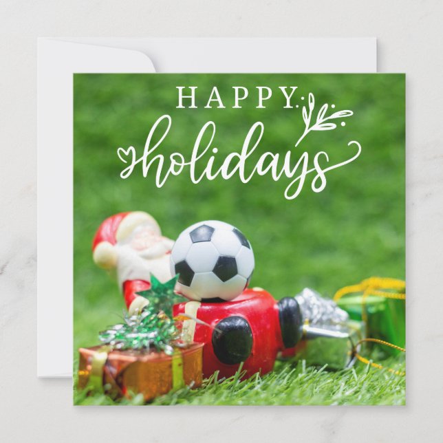 Soccer Happy Holidays with Santa  Christmas    Holiday Card (Front)