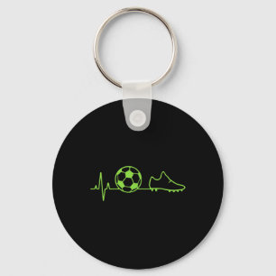 Soccer Heartbeat Pulse Byll And Cleat Graphic Funn Key Ring