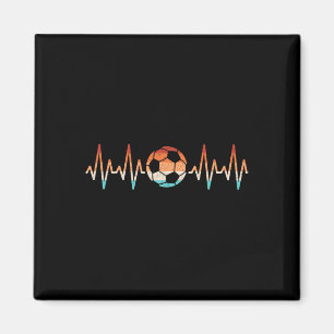 Soccer Heartbeat Retro Soccer Player Men Women Kid Magnet